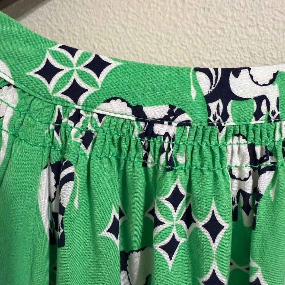 Crown & Ivy Boho Green & Navy Southern Preppy Elephant Print Blouse  Large - Picture 7 of 8